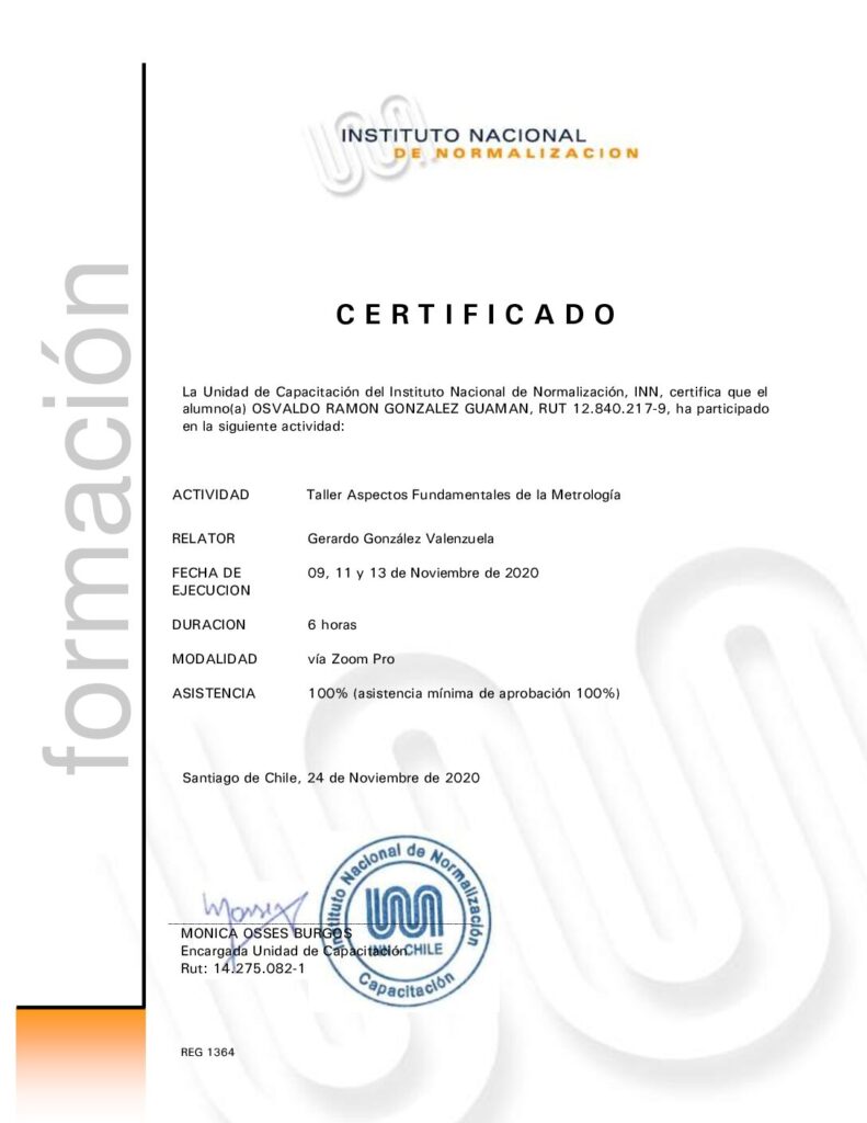 Certificado de formación técnica INN