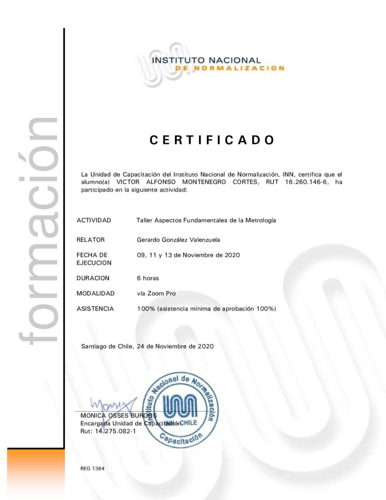 Certificado INN: Fundamentos de metrología